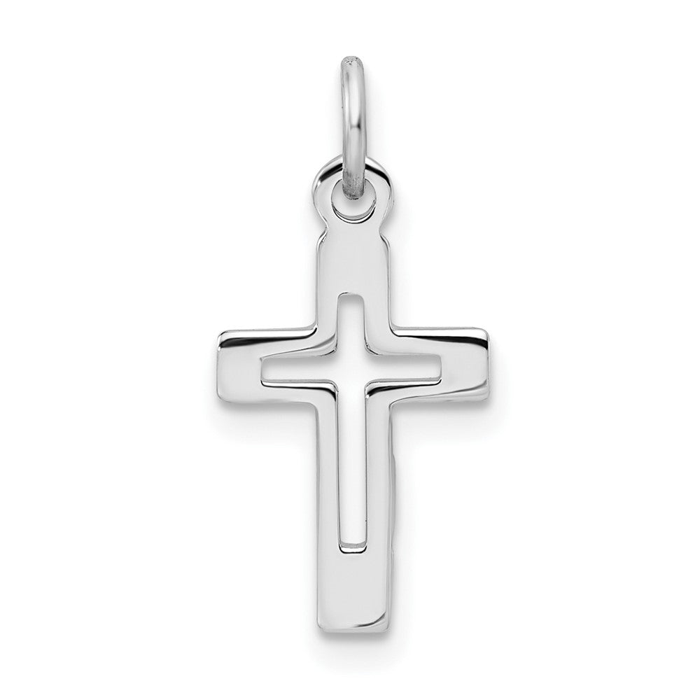 Sterling Silver Rhodium-plated Cross Pendant (0.5 grams)