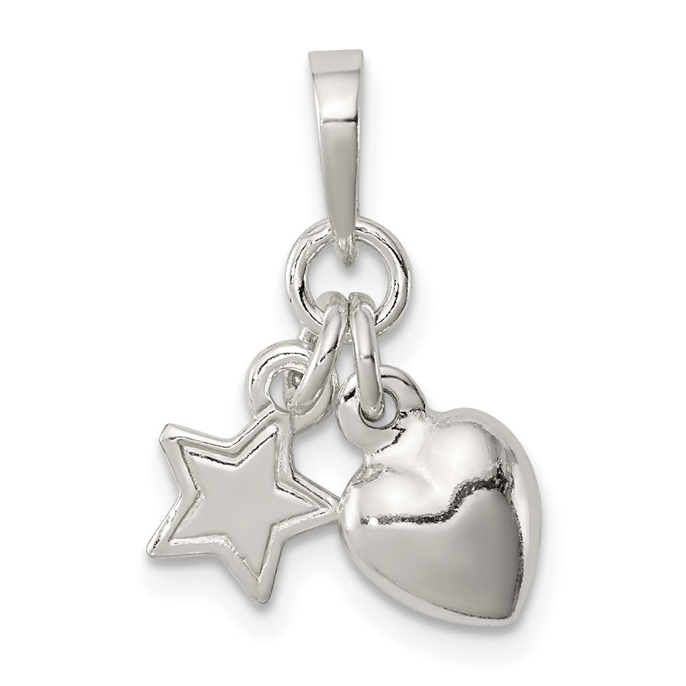 Sterling Silver Heart and Star Pendant (0.8 grams)