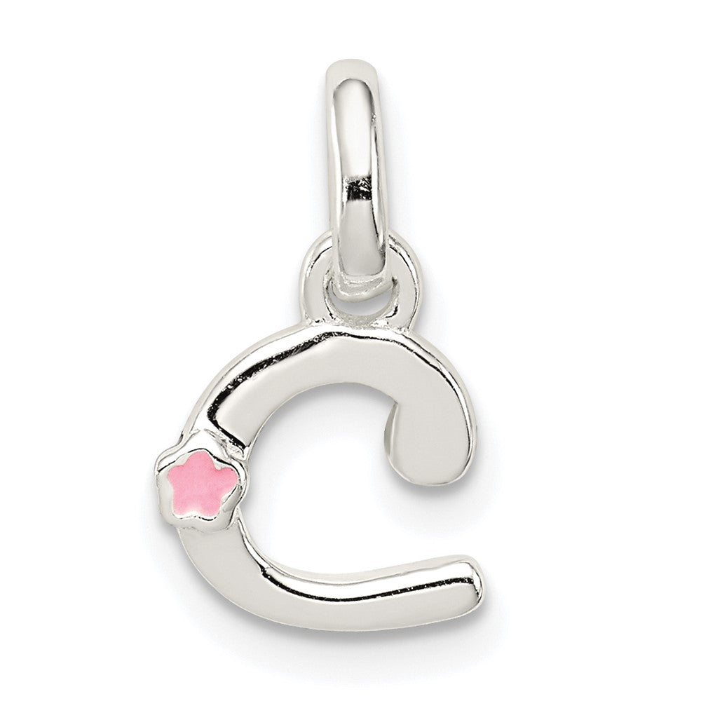 Sterling Silver Letter C with Enamel Pendant (0.69 grams)