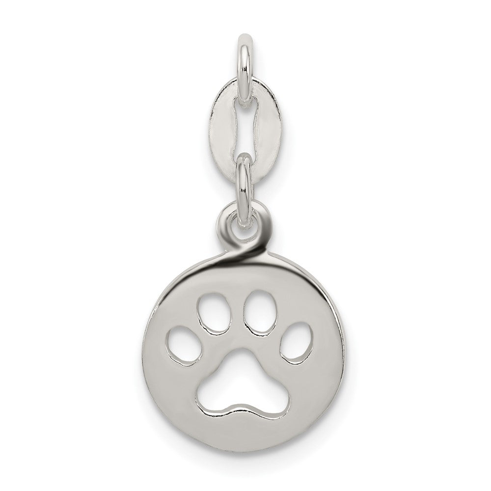 Sterling Silver Round Paw Print Pendant (1.29 grams)