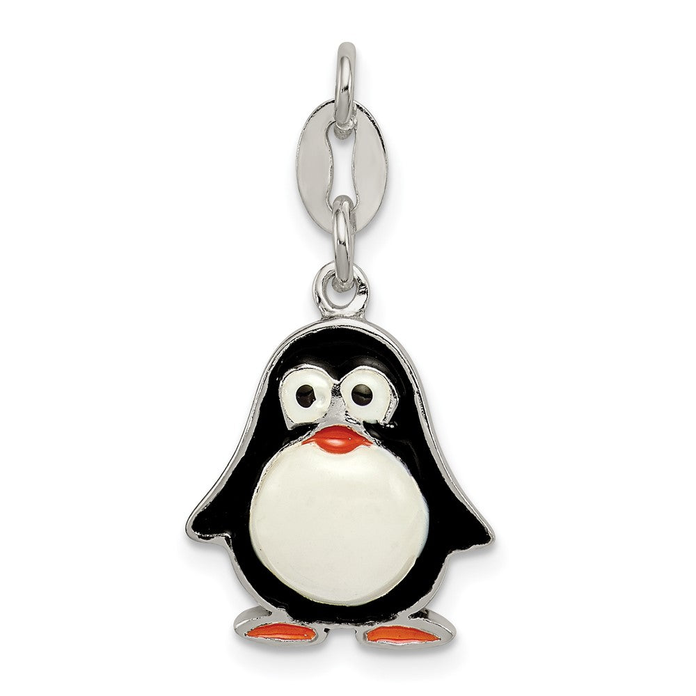 Sterling Silver Enamel Penguin Pendant (1.6 grams)