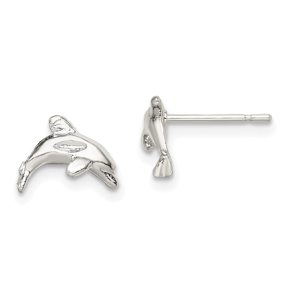 Sterling Silver Polished Dolphin Post Earrings (1 grams)