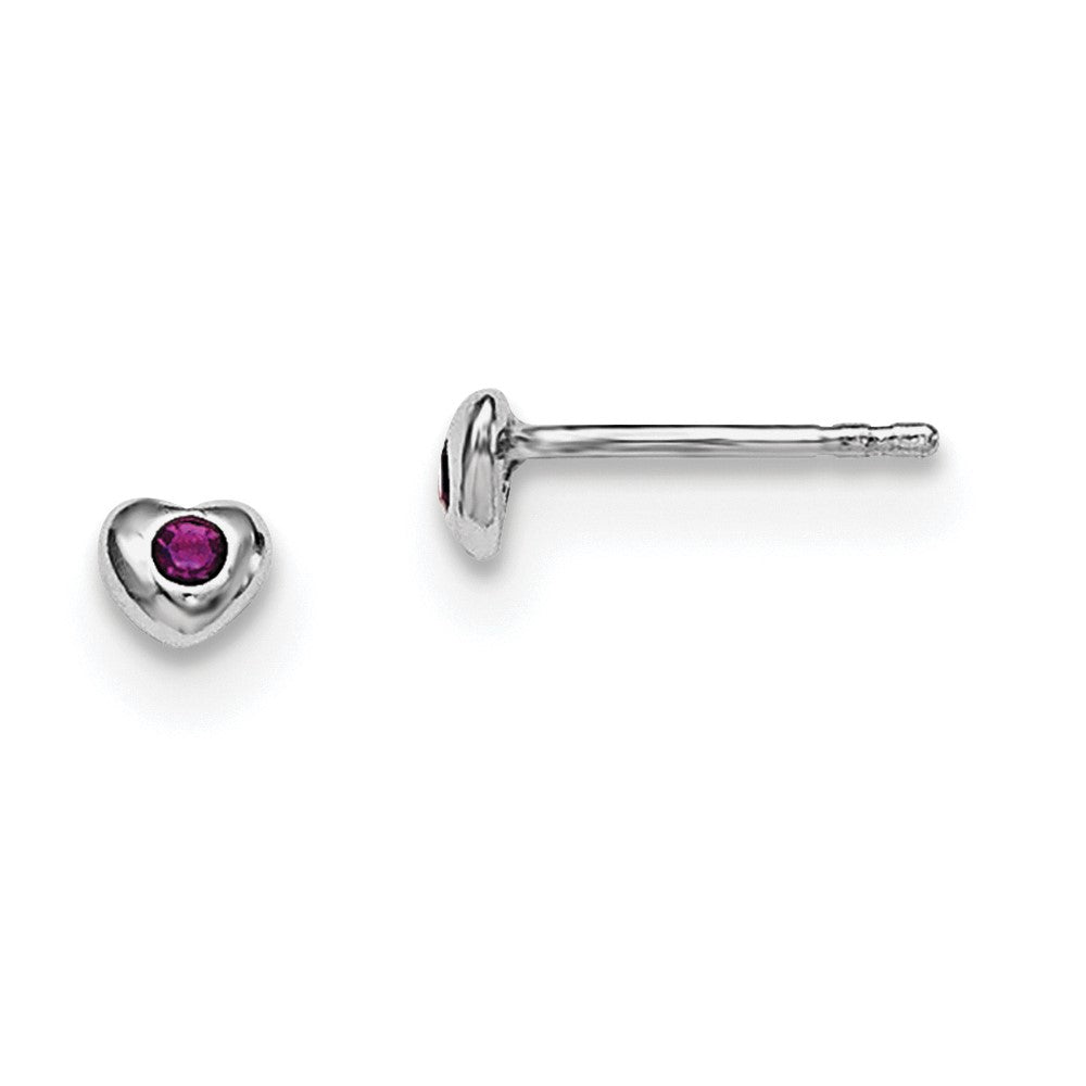 Sterling Silver Madi K RH-pltd Feb Purple Preciosa Crystal Heart Earrings (0.68 grams)