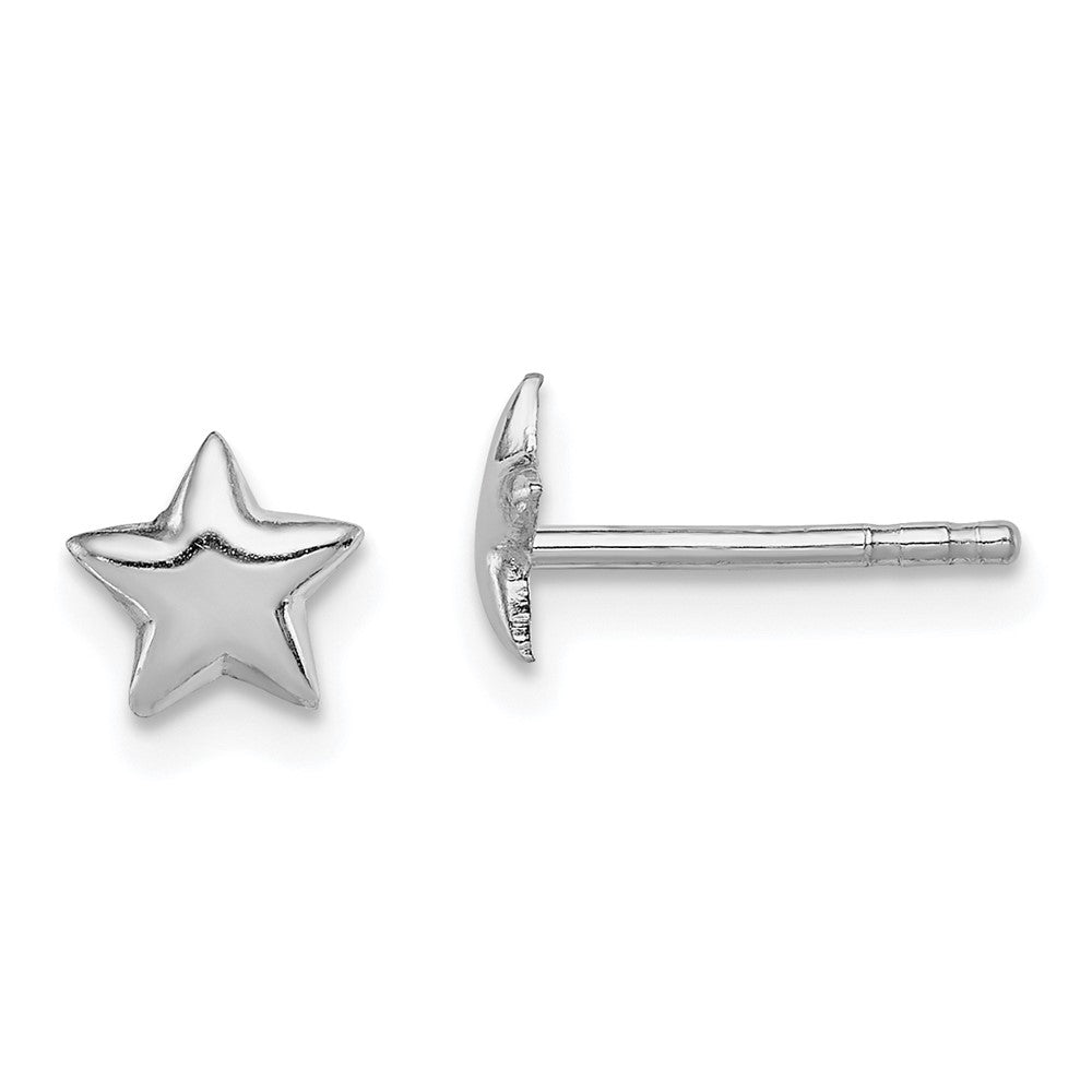 Sterling Silver Rhodium-plated Polished Star Children's Post Earrings (0.4 grams)