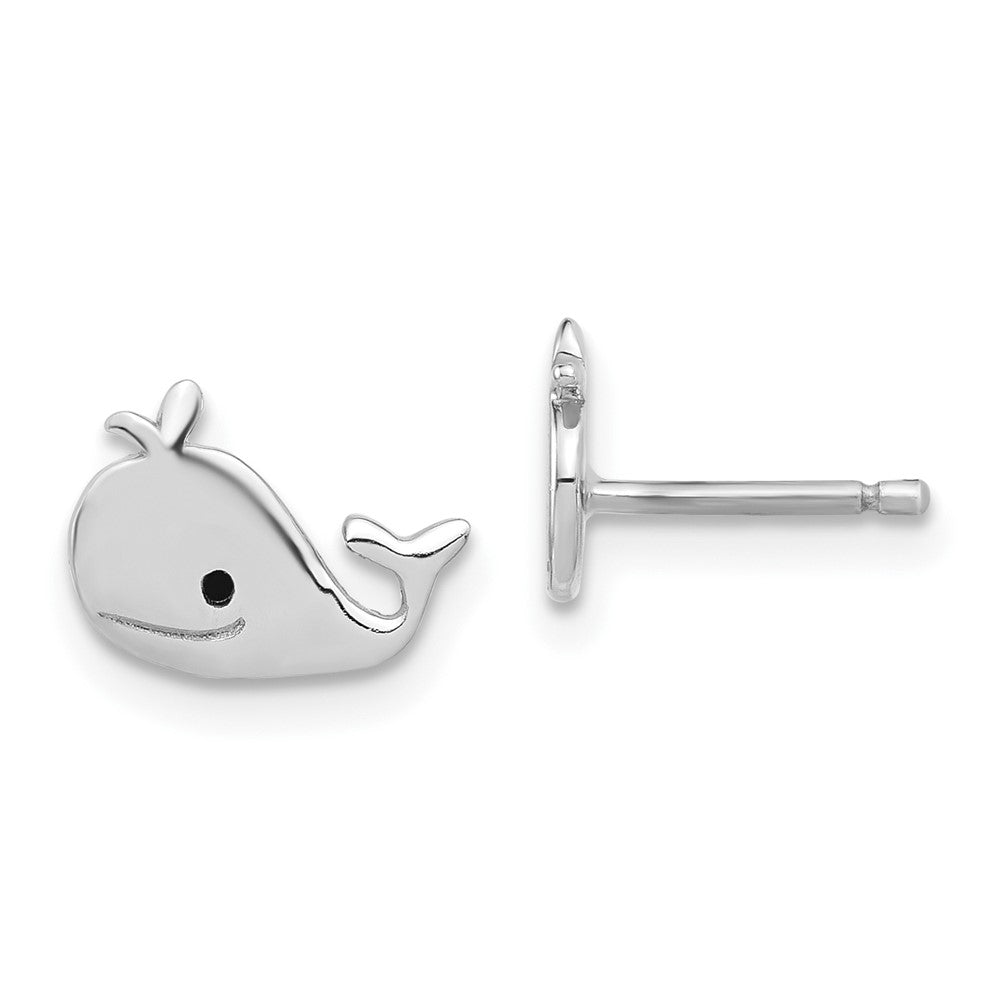 Sterling Silver Madi K Polished & Enameled Whale Children's Post Earrings (1 grams)