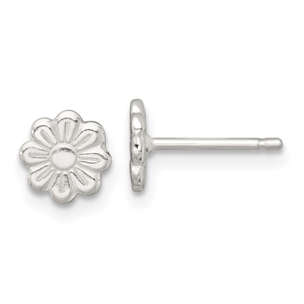 Sterling Silver Polished Flower Children's Post Earrings (1.01 grams)