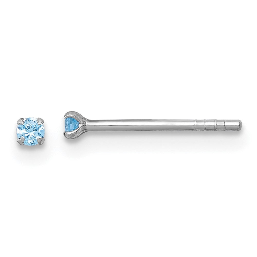 Sterling Silver Madi K RH-plated Blue 2mm CZ Children's Stud Post Earrings (0.3 grams)