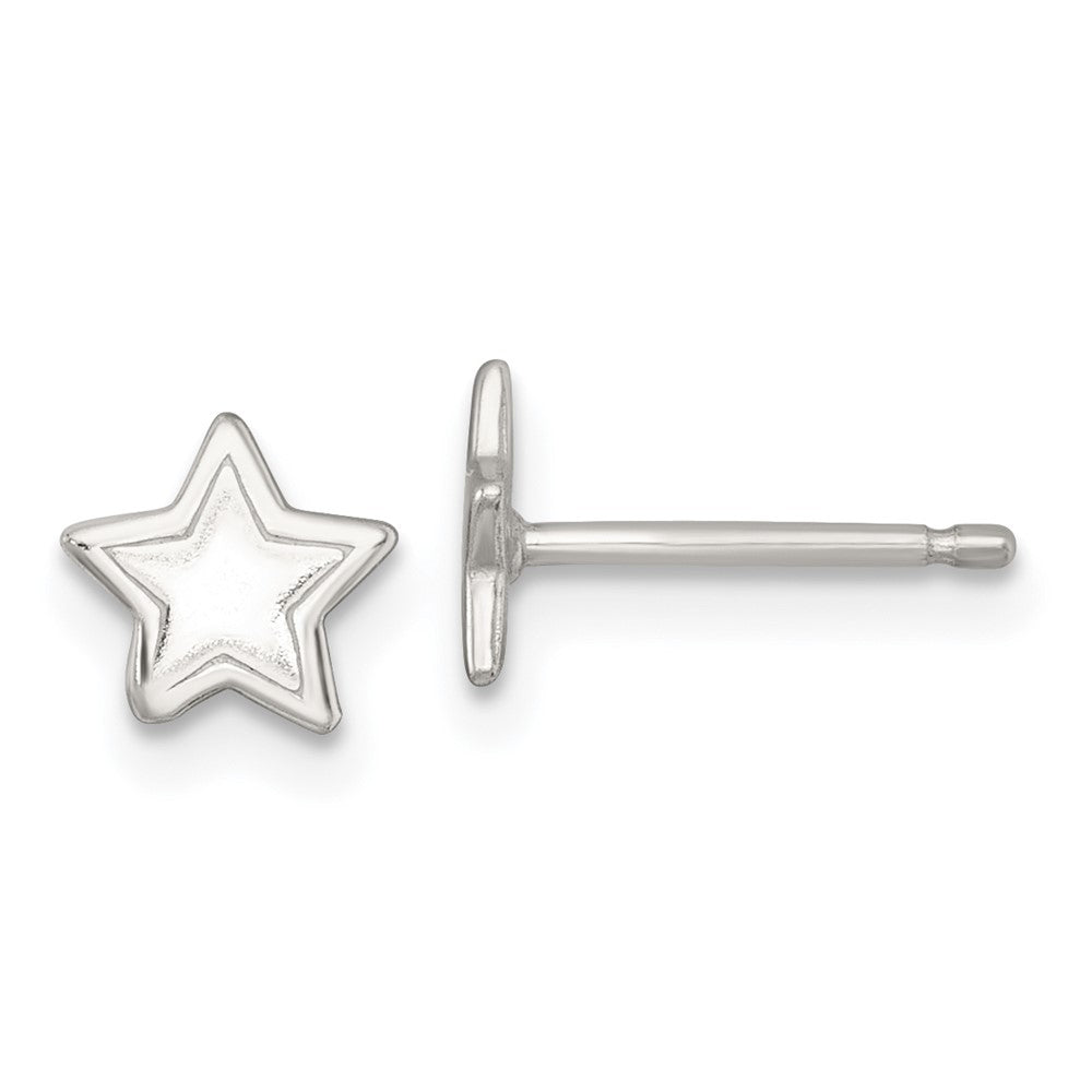 Sterling Silver Polished and Grooved Star Children's Post Earrings (0.73 grams)