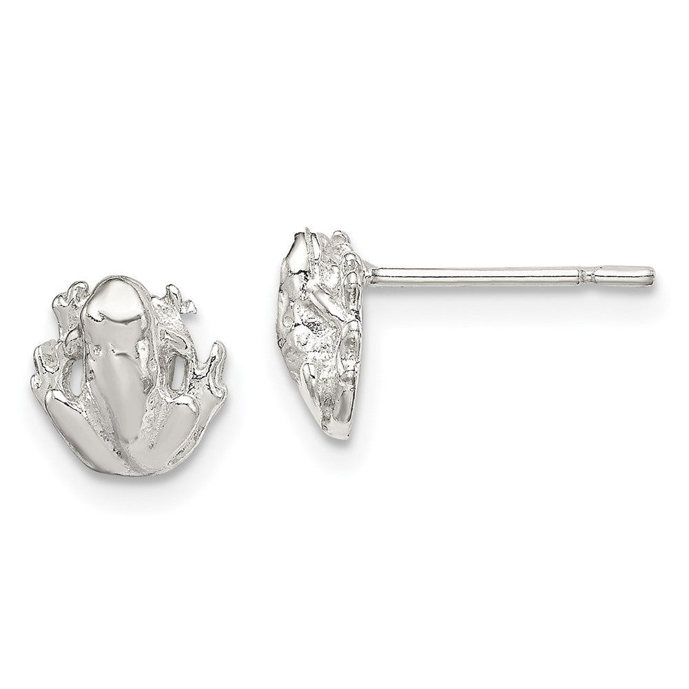 Sterling Silver Polished Mini Frog Post Earrings (0.68 grams)