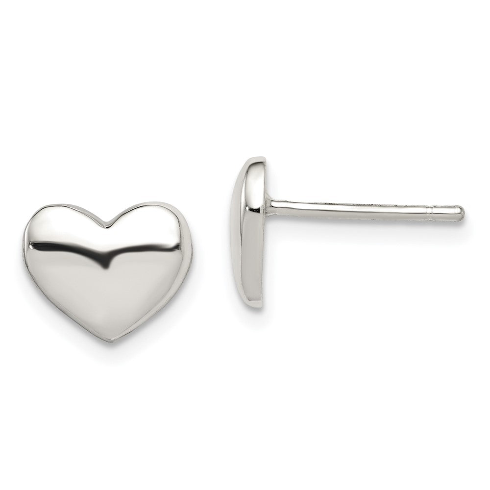 Sterling Silver Polished Heart Post Earrings (1.39 grams)