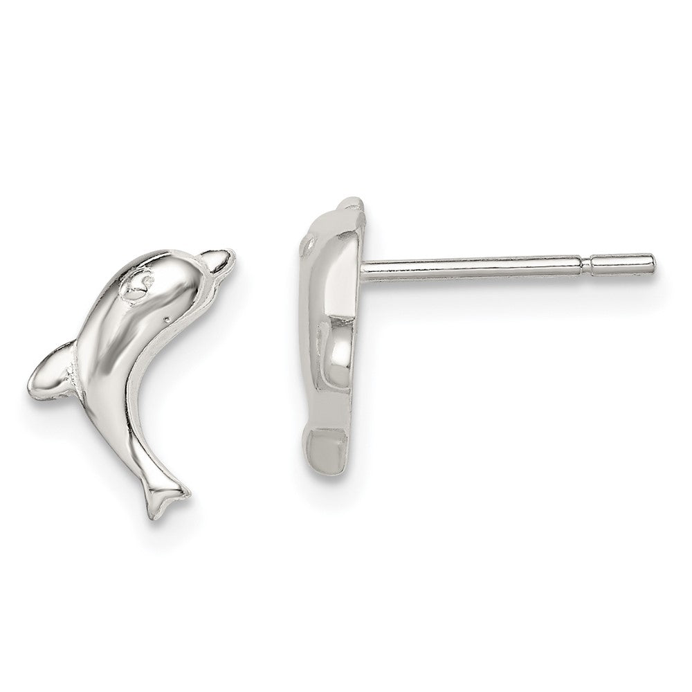 Sterling Silver Polished Dolphin Post Earrings (1 grams)