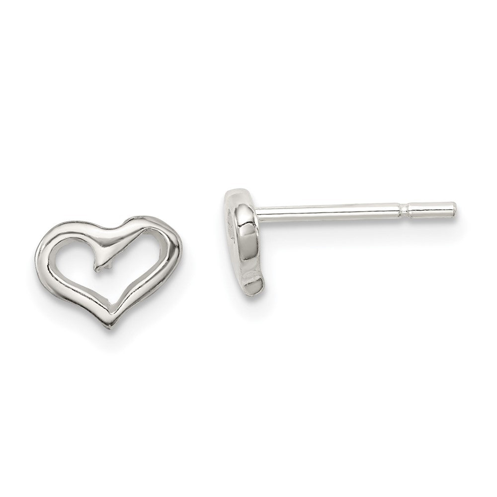 Sterling Silver Polished Open Heart Children's Post Earrings (0.67 grams)