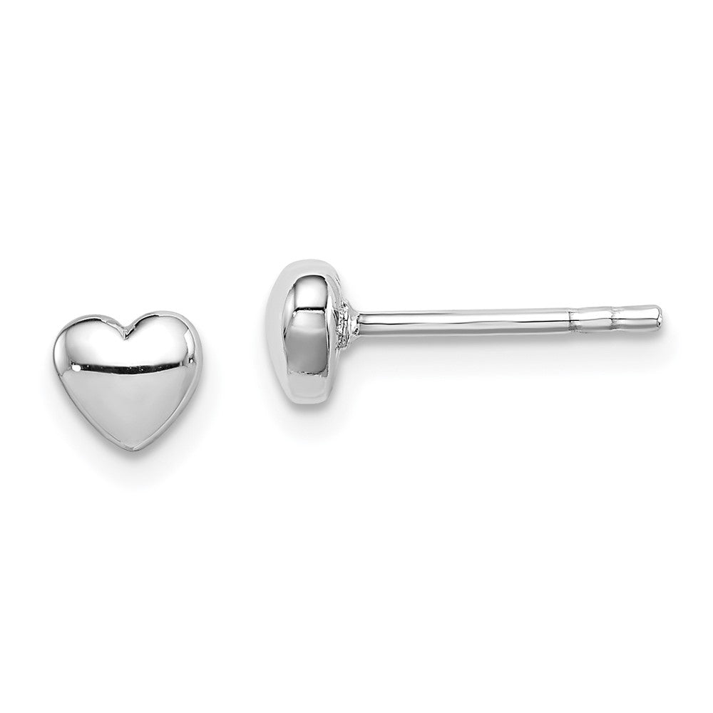 Sterling Silver Rhodium-plated Polished Heart Post Earrings (1.1 grams)