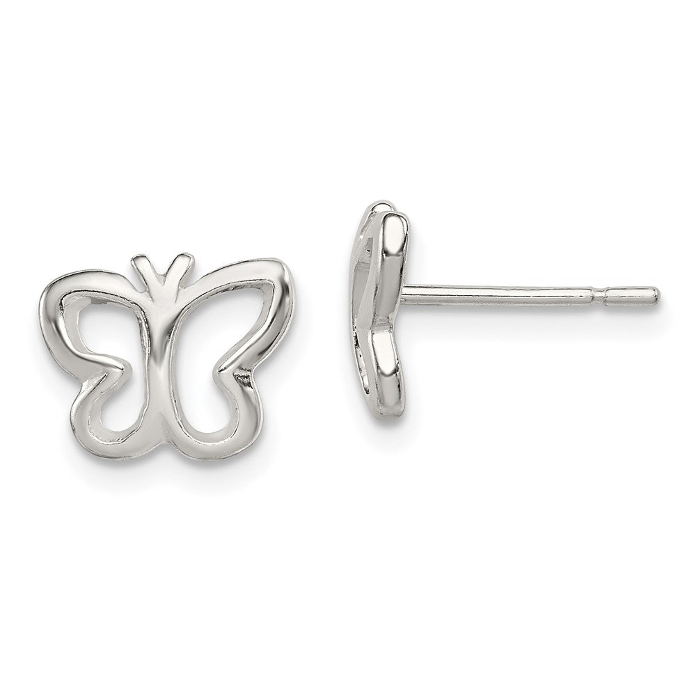 Sterling Silver Polished Butterfly Children's Post Earrings (1.25 grams)