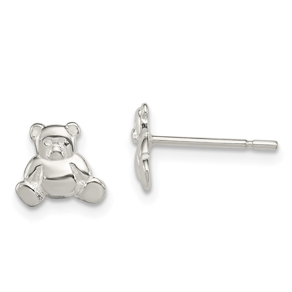 Sterling Silver Polished Teddy Bear Children's Post Earrings (0.95 grams)