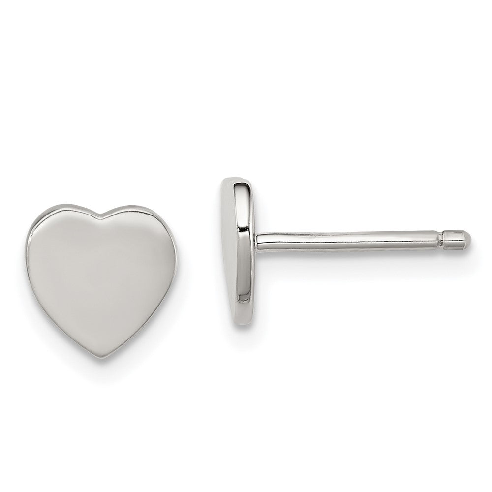 Sterling Silver Rhodium-plated Polished Heart Children's Post Earrings (1.34 grams)