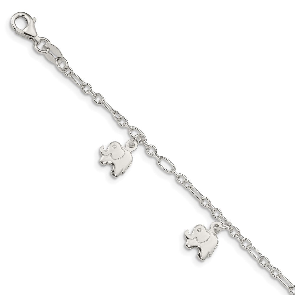 Sterling Silver Polished Elephants with 1in ext. Children's Bracelet (3.99 grams)