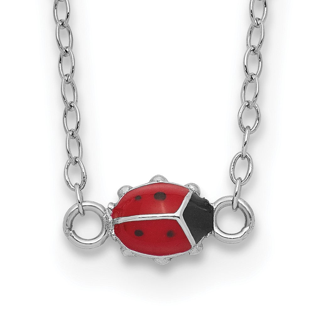 Sterling Silver RH-pltd Enamel Ladybug w/2in Ext Childs Necklace (1.11 grams)