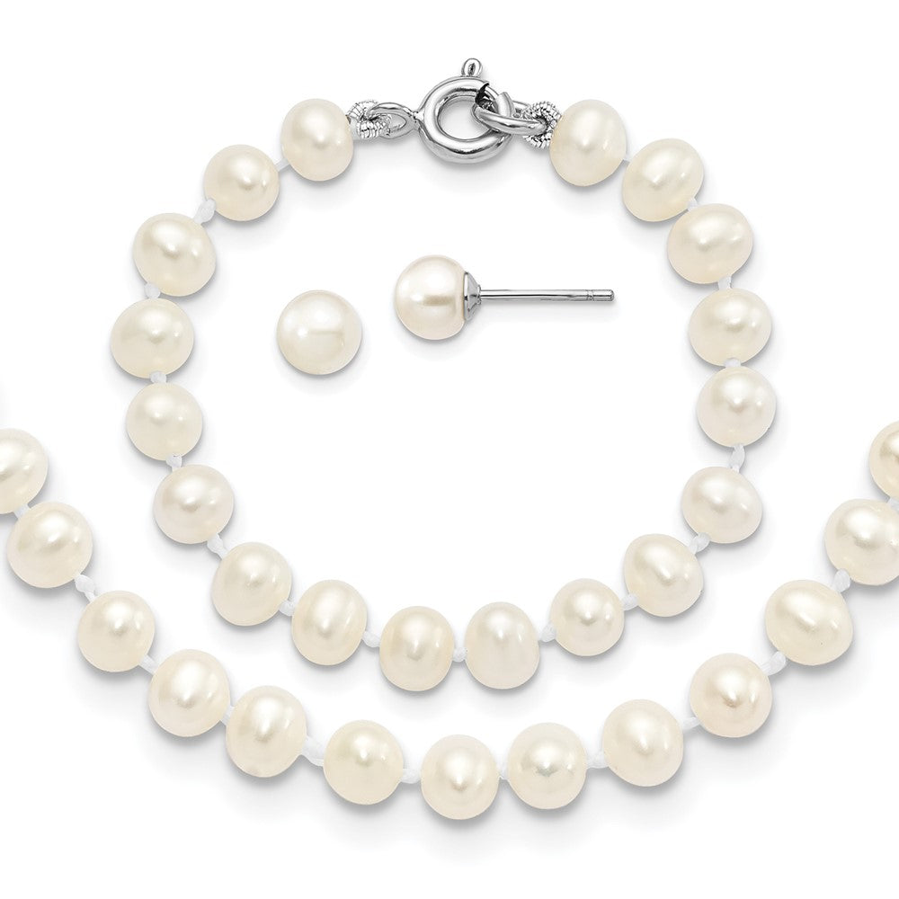 SS Madi K RH-pltd 5-6mm FWC Pearl Necklace, Bracelet & Earrring Set (0.62 grams)