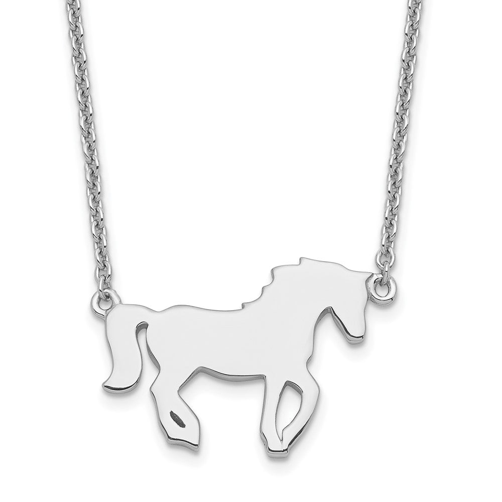 Sterling Silver Rhodium-plated Polished Horse w/ 2in ext Necklace (3.3 grams)