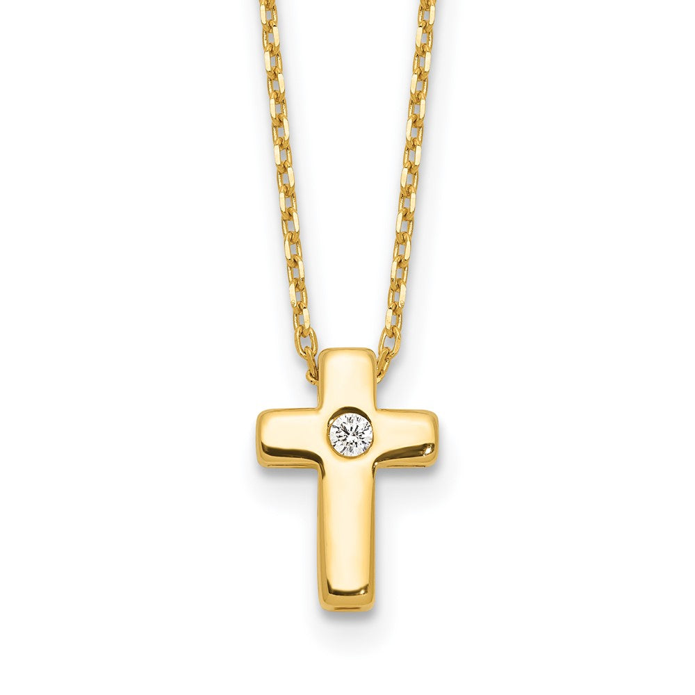 Sterling Silver Gold-tone CZ Cross 13in w/2in ext. Necklace (1.62 grams)