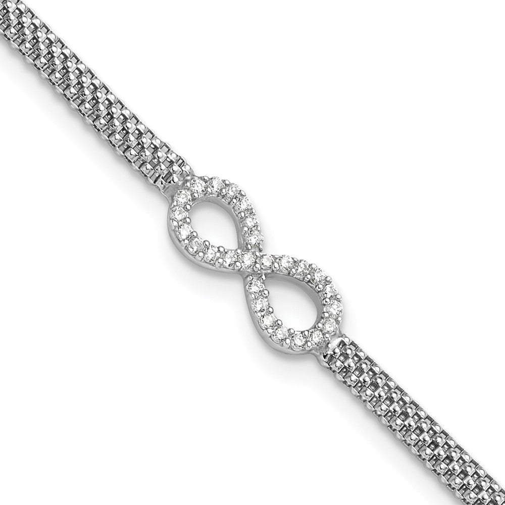 Sterling Silver Polished CZ Infinity Children's 6in Bracelet (2.27 grams)