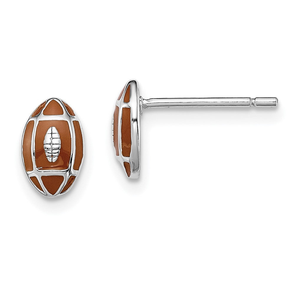 Sterling Silver Madi K RH-plated Enamel Football Post Earrings (0.93 grams)