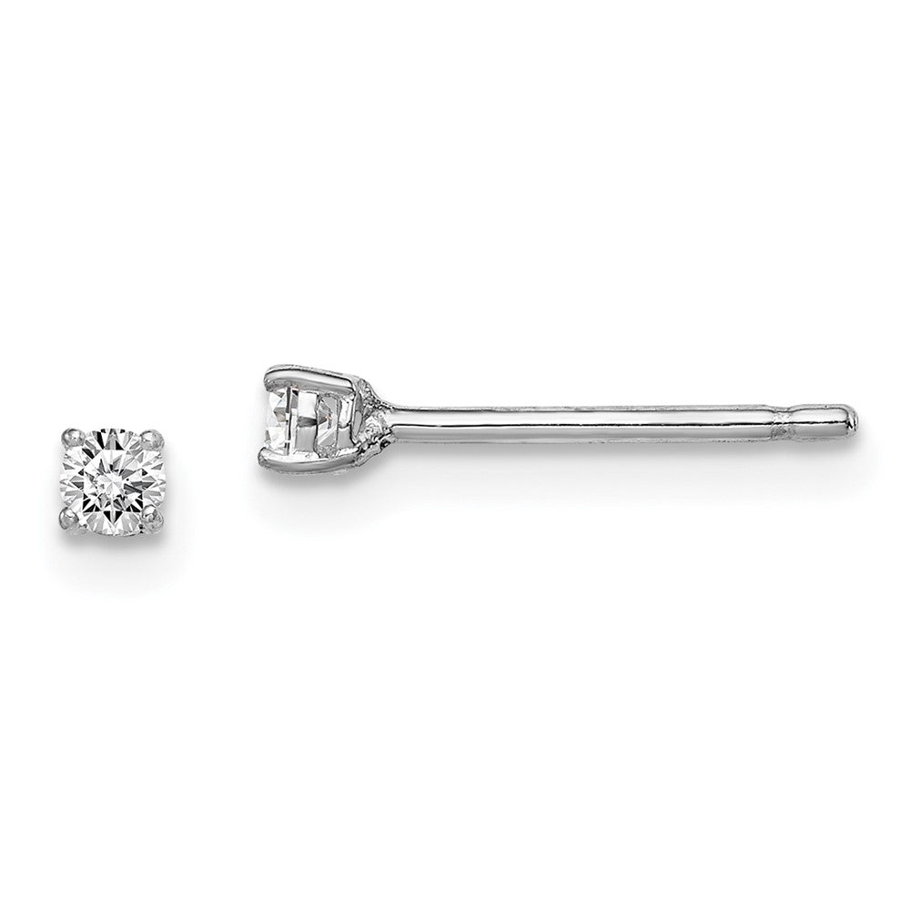 Sterling Silver Rhodium-plated Madi K 2.5mm Round CZ Stud Earrings (0.41 grams)