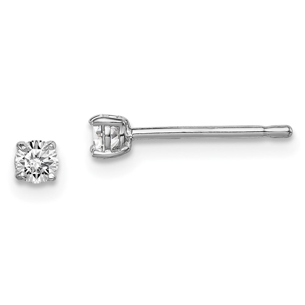 Sterling Silver Rhodium-plated Madi K 3mm Round CZ Stud Earrings (0.46 grams)