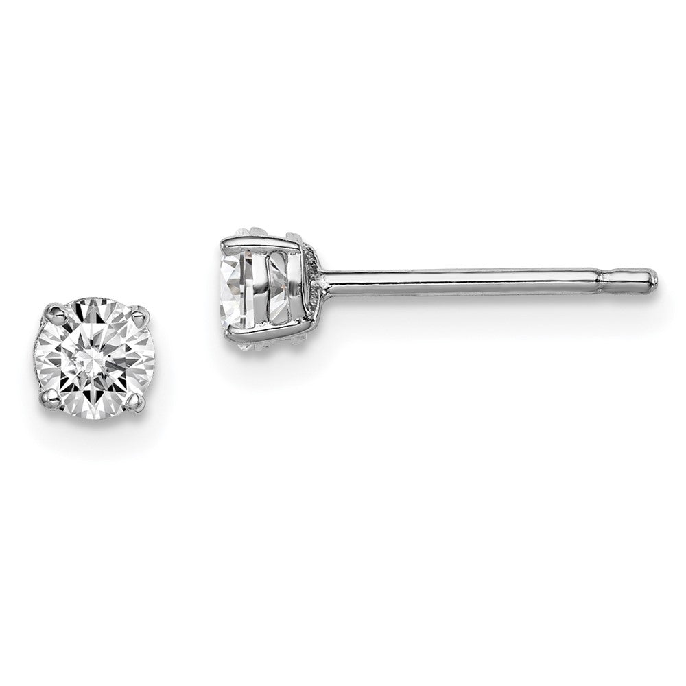 Sterling Silver Rhodium-plated Madi K 4mm Round CZ Stud Earrings (0.63 grams)