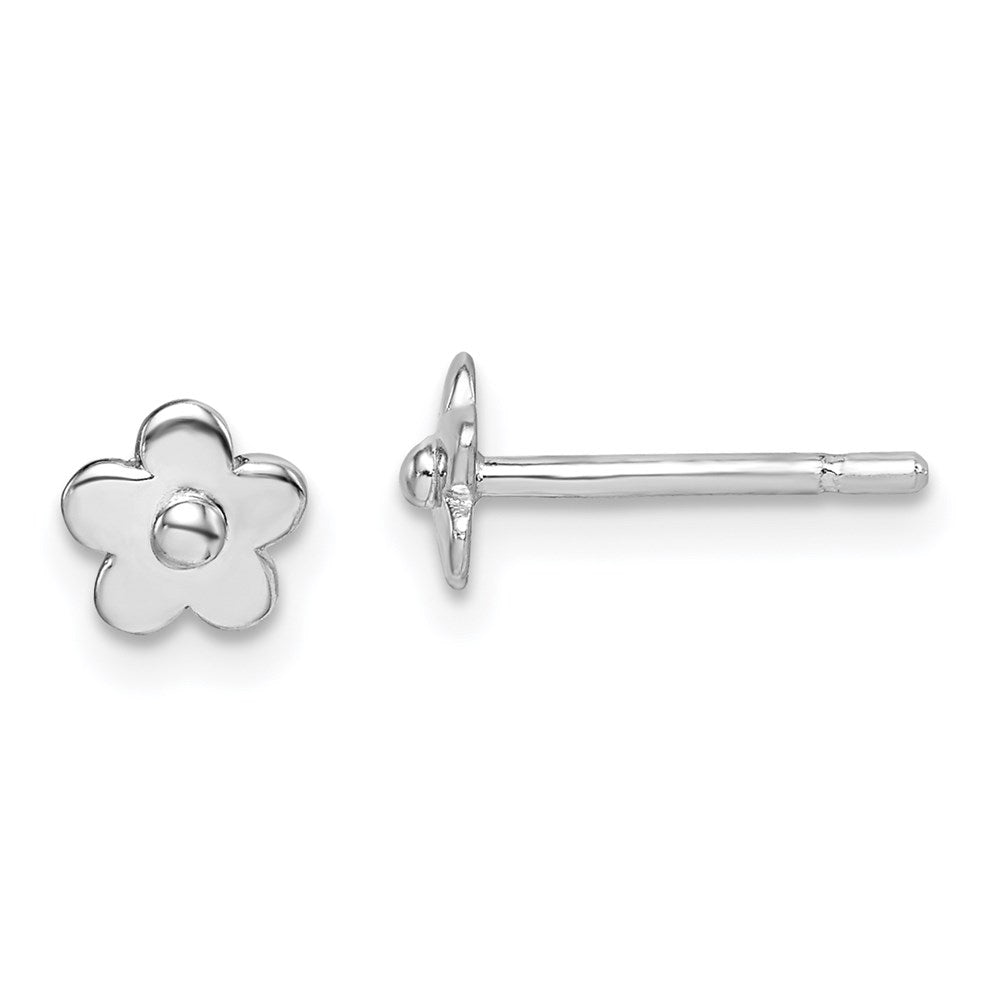 Sterling Silver Madi K RH-plated Flower Children's Post Earrings (0.57 grams)