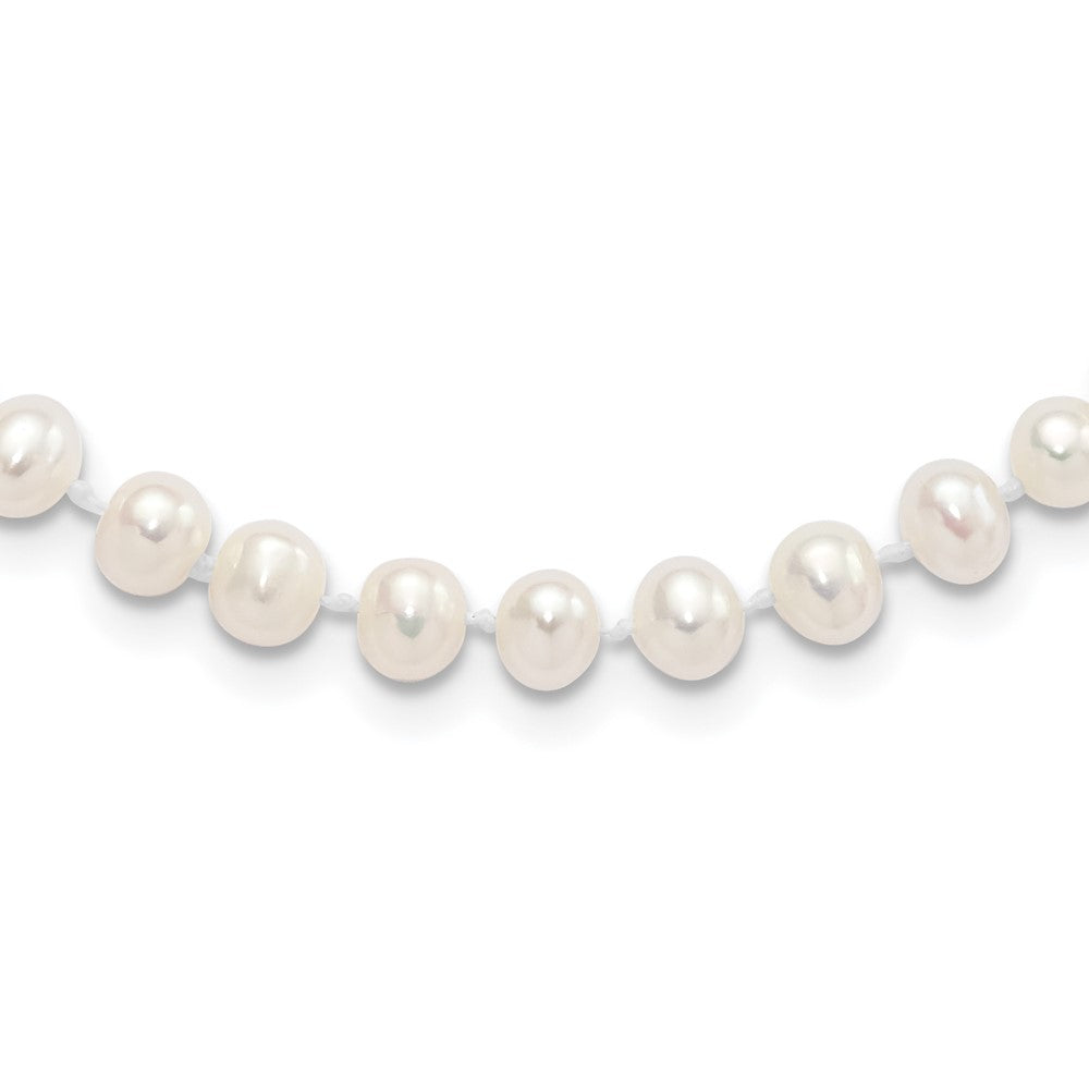 Sterling Silver Madi K RH-plate 5-6mm FWC Pearl w/ 2in ext. Kids Necklace (0.85 grams)