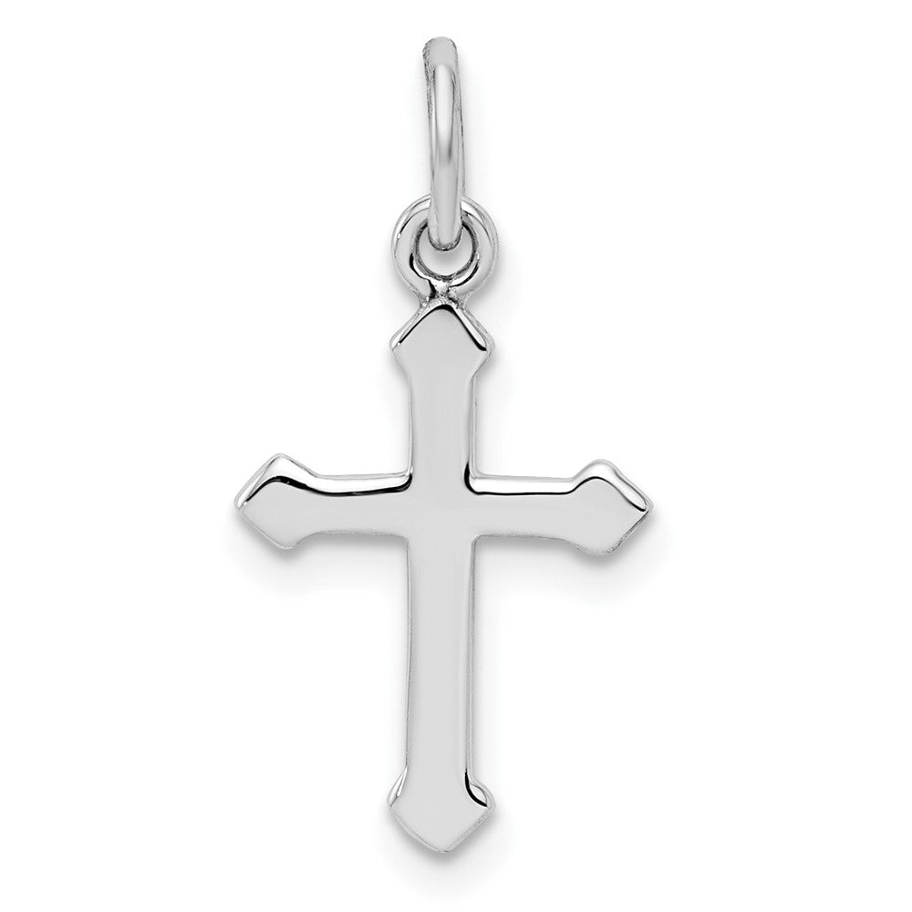 Sterling Silver RH Plated Child's Polished Cross Pendant (0.58 grams)