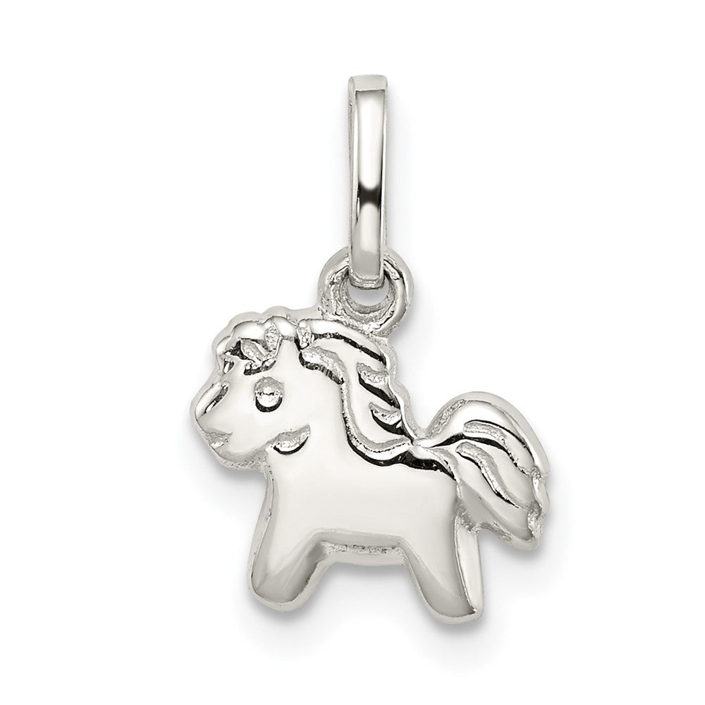 Sterling Silver Rhodium-plated Polished Pony Children's Pendant (0.68 grams)