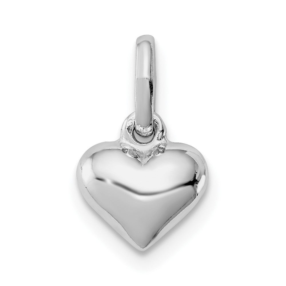 Sterling Silver Rhodium-plated Polished Heart Children's Pendant (0.4 grams)