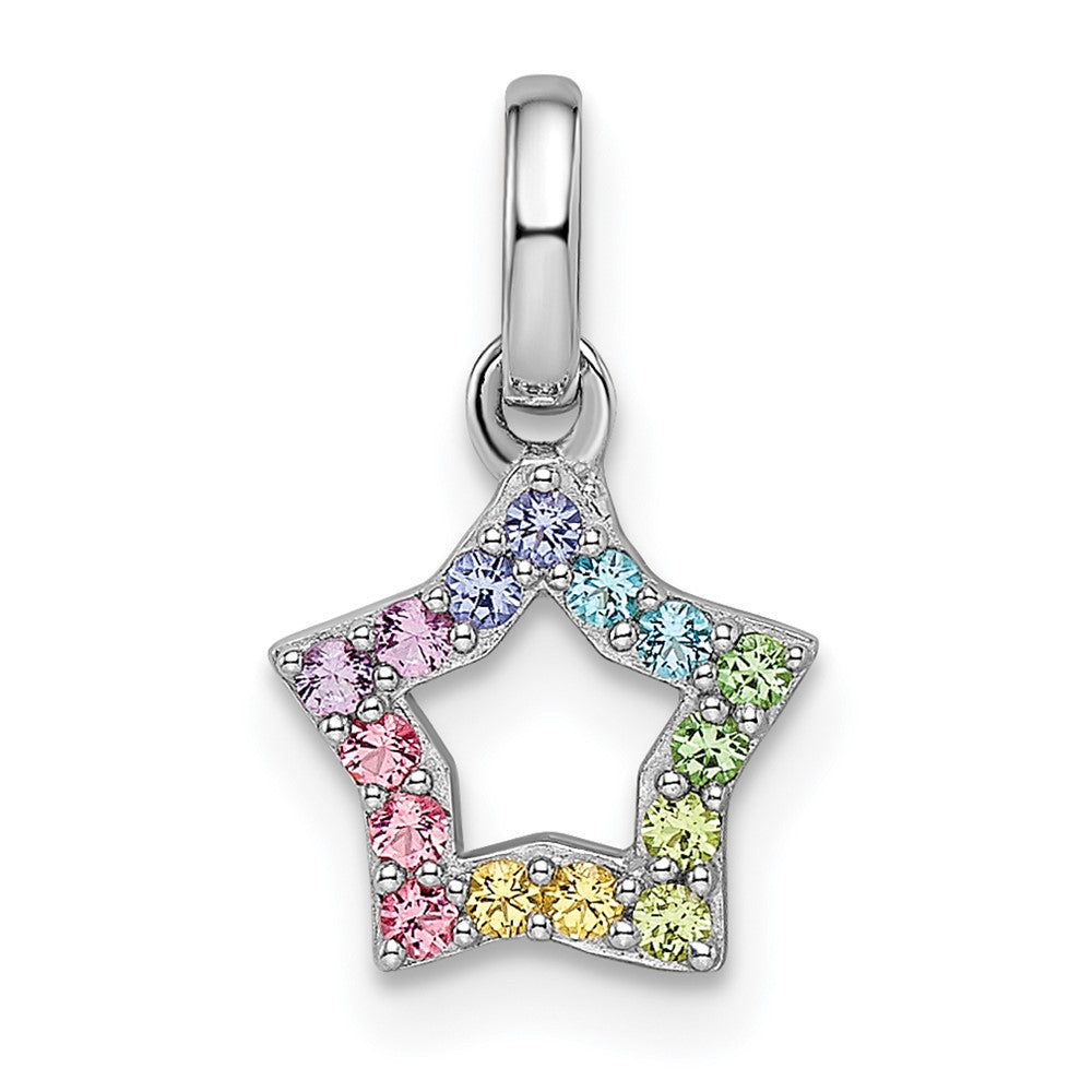 Sterling Silver Rhodium-plated Rainbow Nano Crystal Star Pendant (0.39 grams)