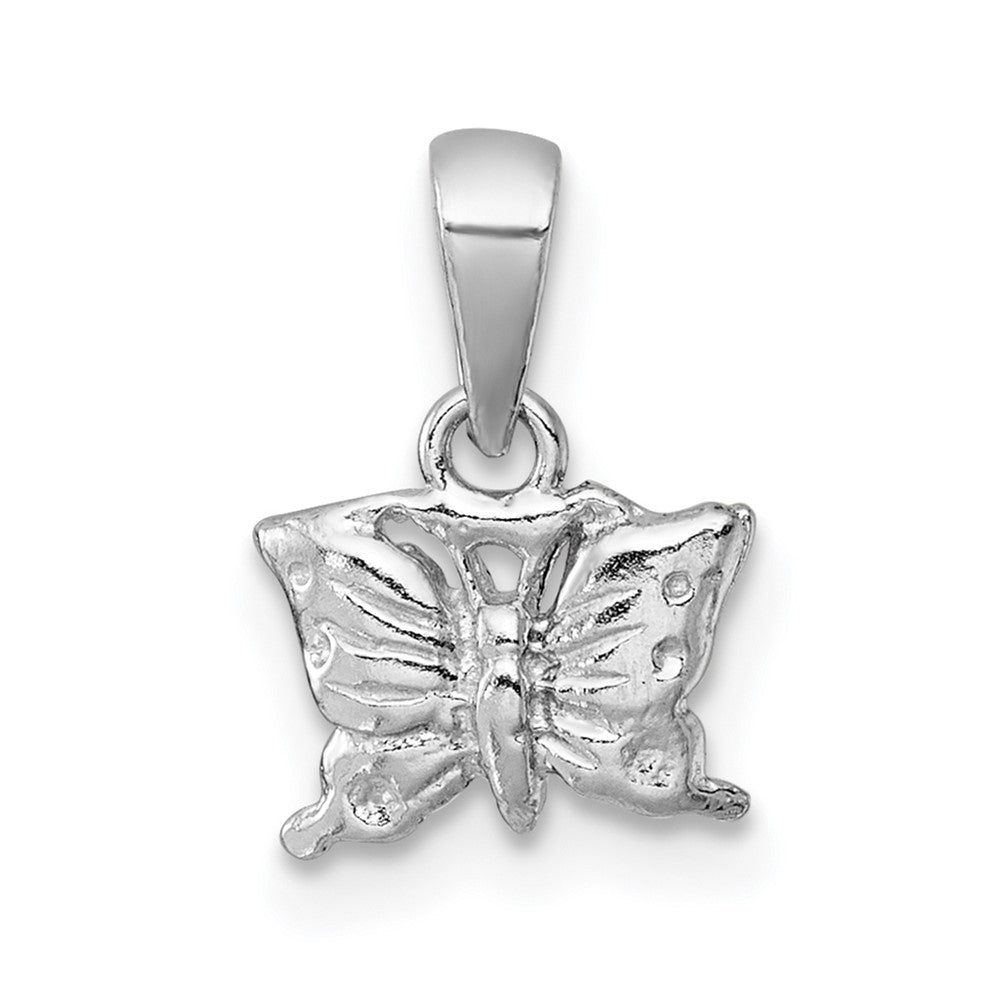 SS Madi K RH-plated Polished and Textured Butterfly Children's Pendant (0.51 grams)