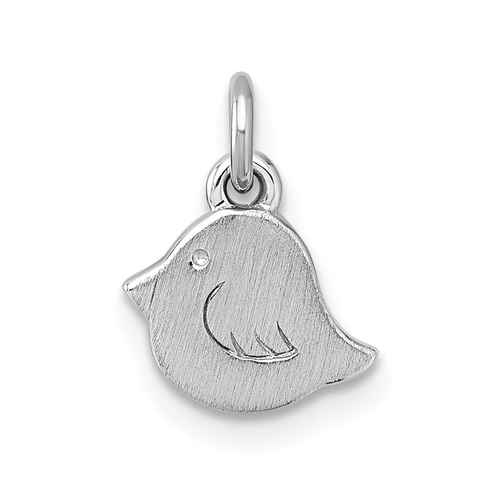 Sterling Silver Rhodium-plated Brushed Bird Pendant (0.75 grams)