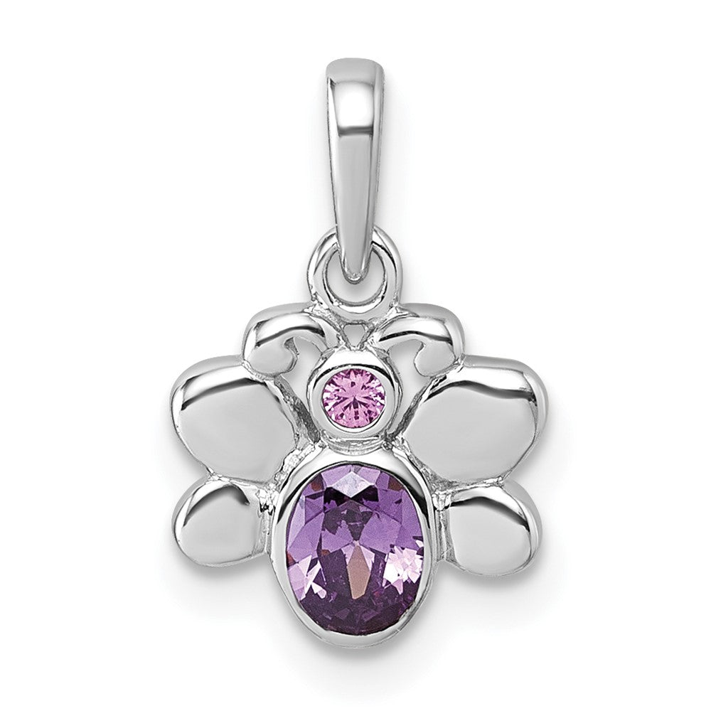 Sterling Silver Rhodium-plated Children's CZ Butterfly Pendant (1.18 grams)