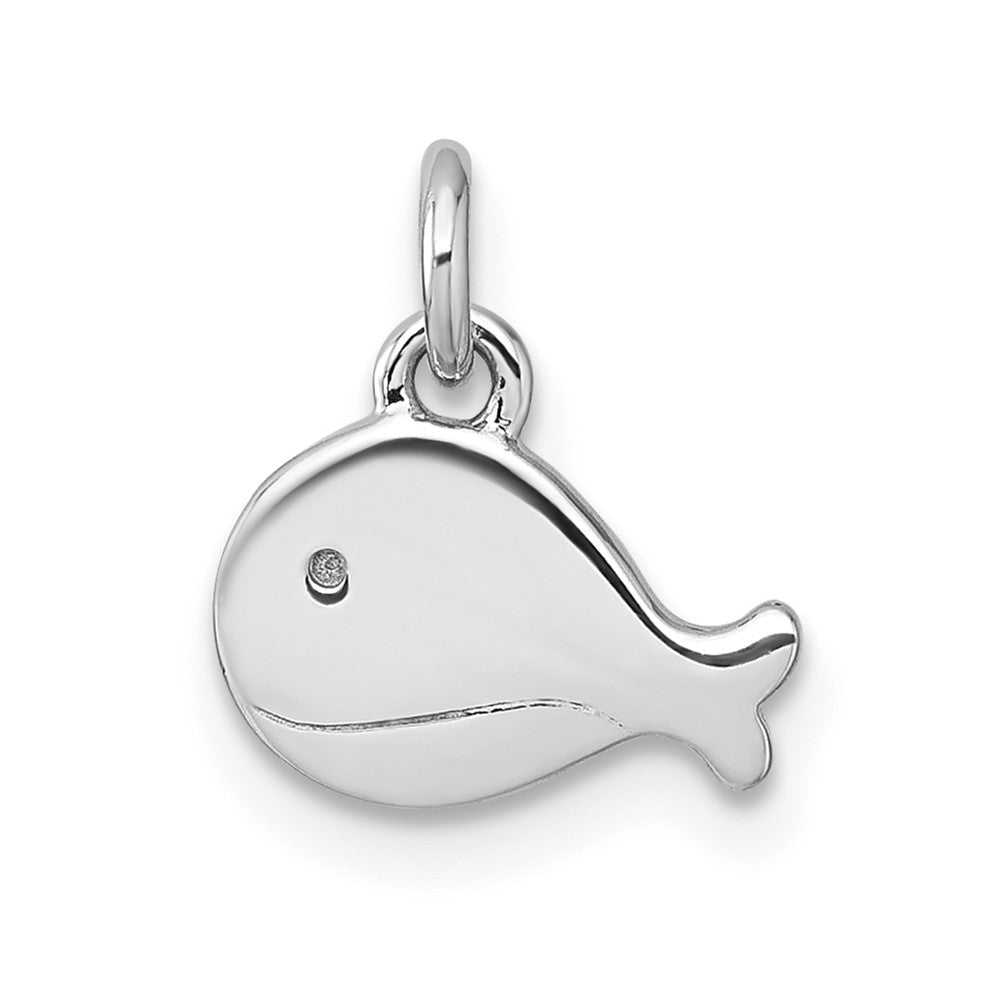 Sterling Silver Rhodium-plated Polished Whale Pendant (0.72 grams)