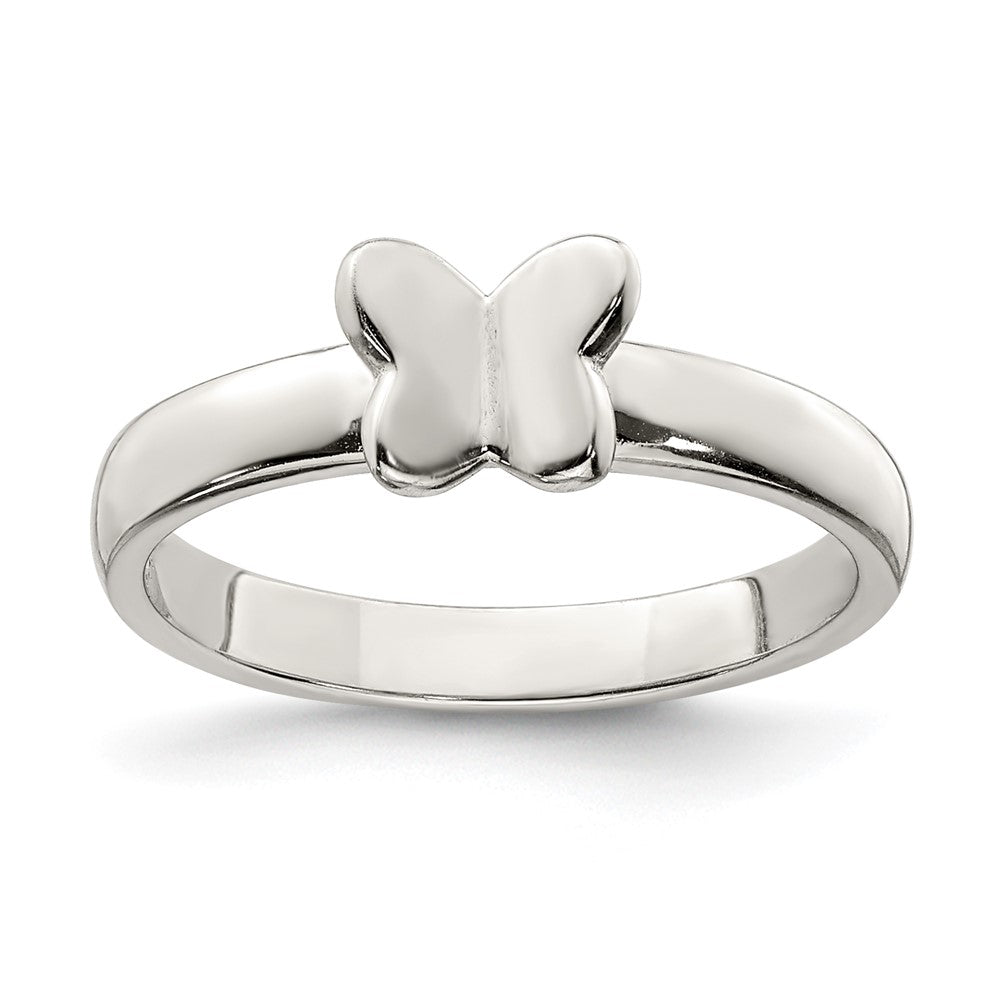 Sterling Silver Rhodium-plated Polished Butterfly Children's Ring (2.01 grams)