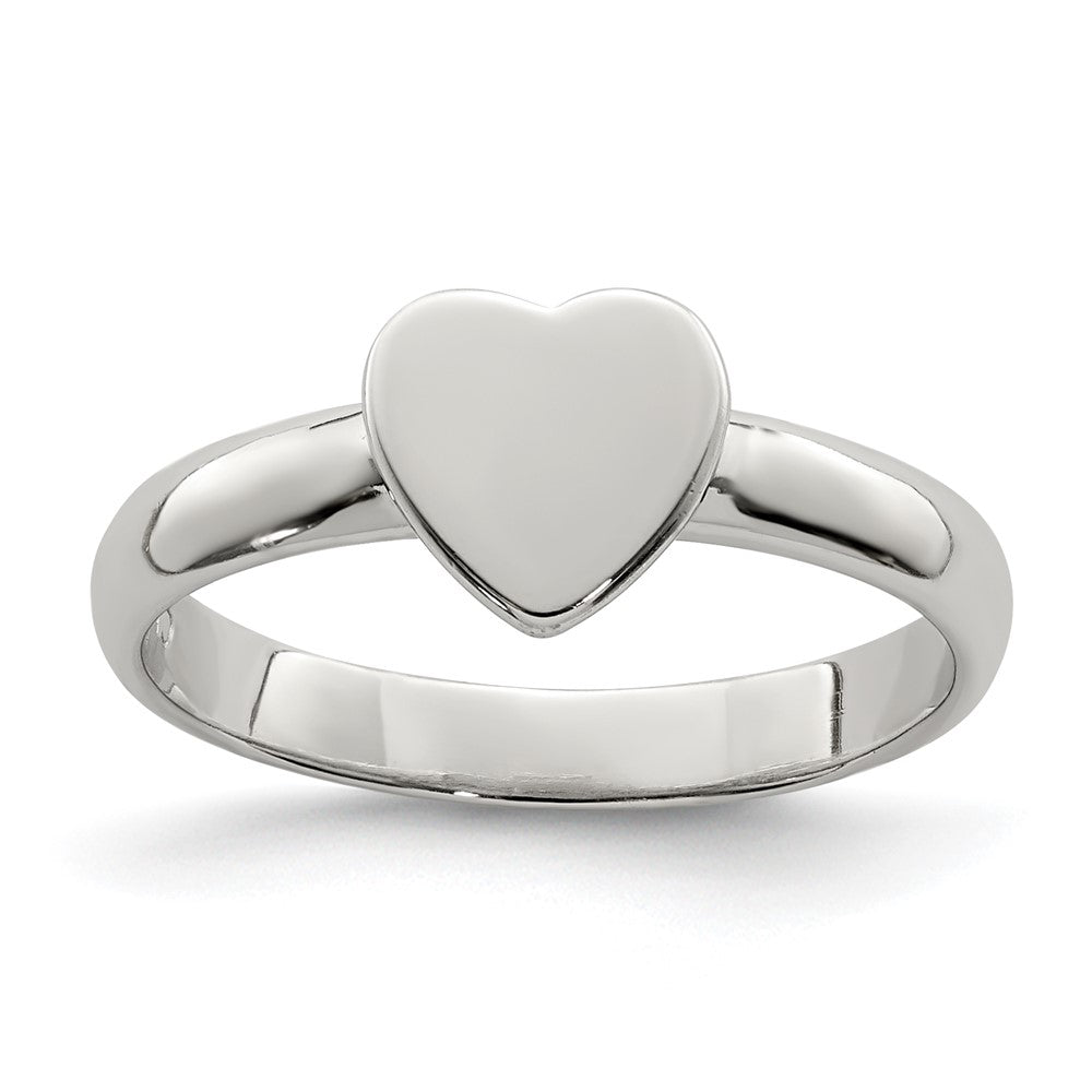 Sterling Silver Rhodium-plated Polished Heart Children's Ring (1.76 grams)