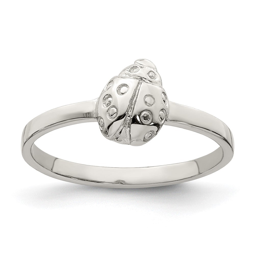 Sterling Silver Rhodium-plated Polished Ladybug Children's Ring (1 grams)