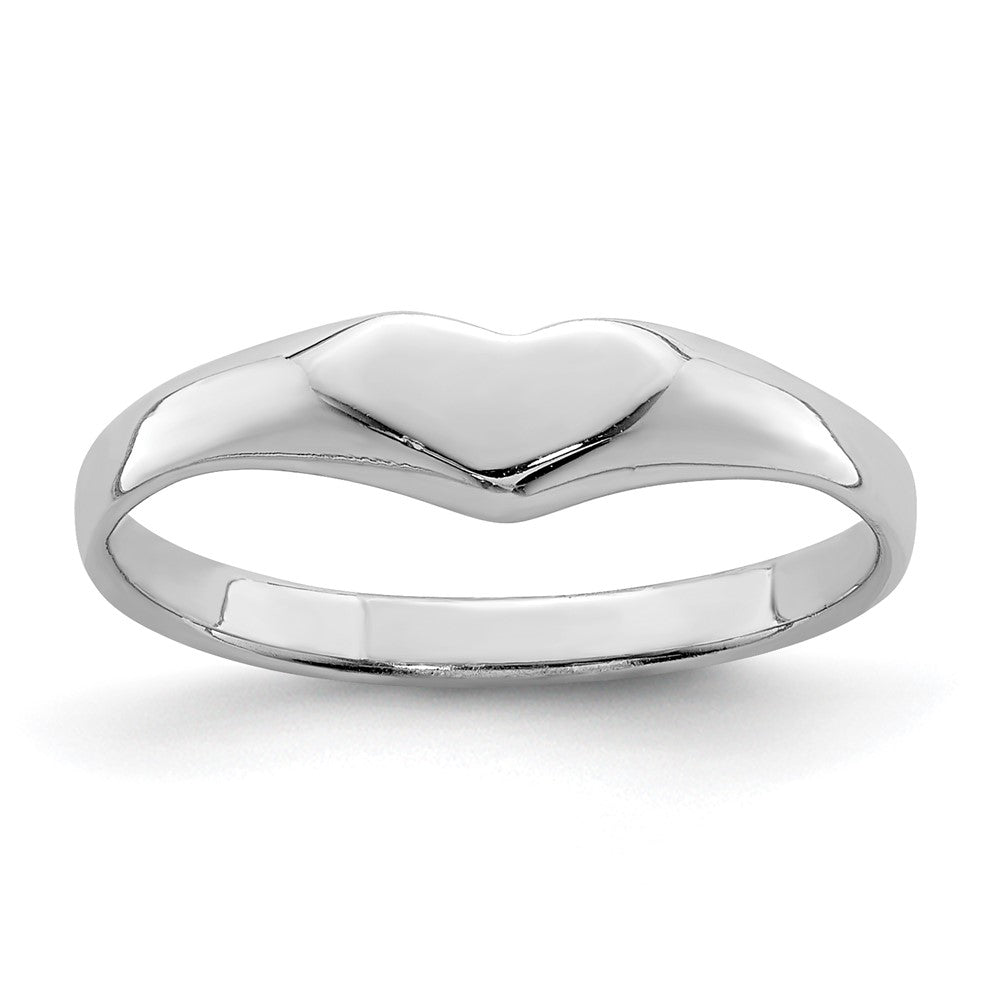 Sterling Silver RH-plated Polished Elongated Heart Children's Ring (1.17 grams)