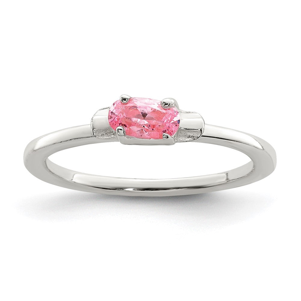 Sterling Silver Polished Pink CZ Candy Children's Ring (1.09 grams)