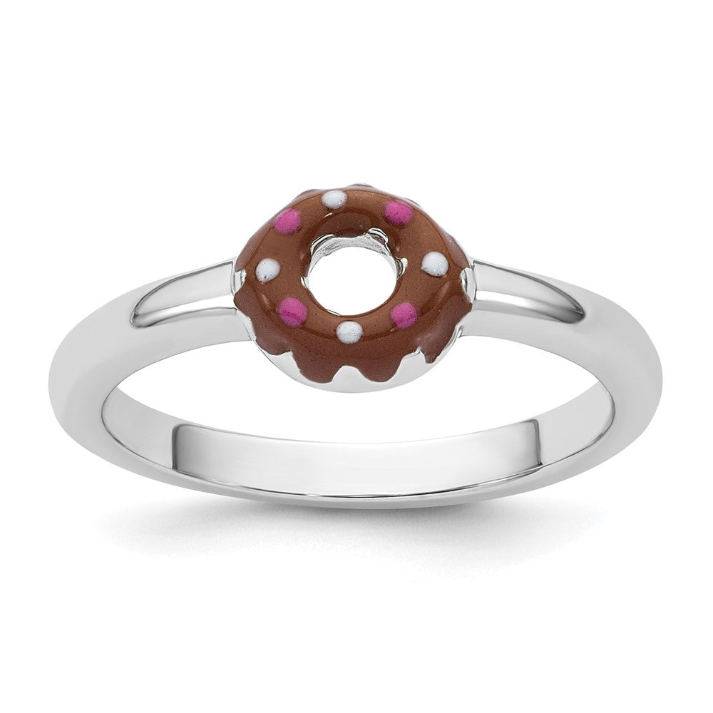 Sterling Silver Rhodium-plated Children's Enamel Donut Ring (1.74 grams)