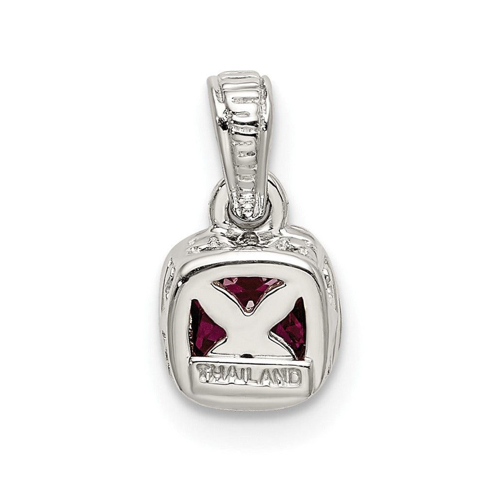 Sterling Silver Rhodium-plated w/14k Accent Created Ruby Pendant (0.76 grams)