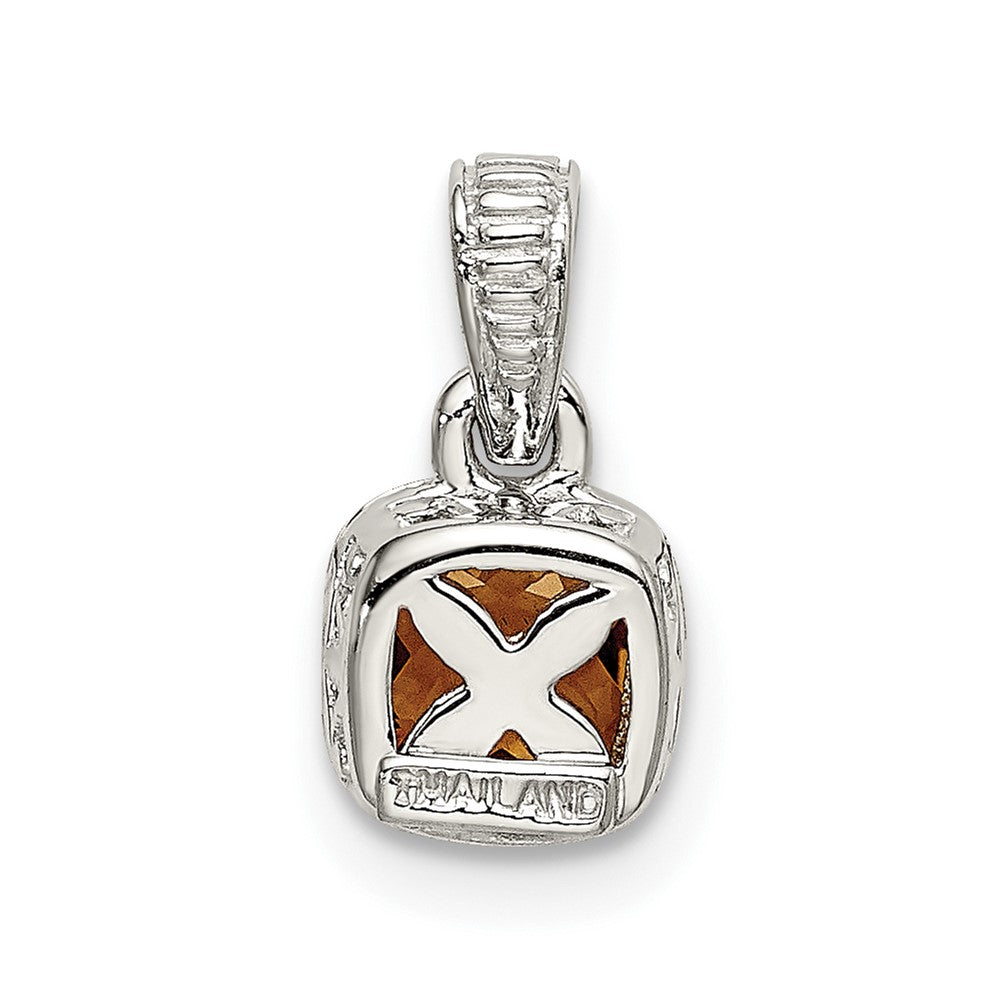 Sterling Silver Rhodium-plated w/14k Accent Citrine Pendant (0.72 grams)