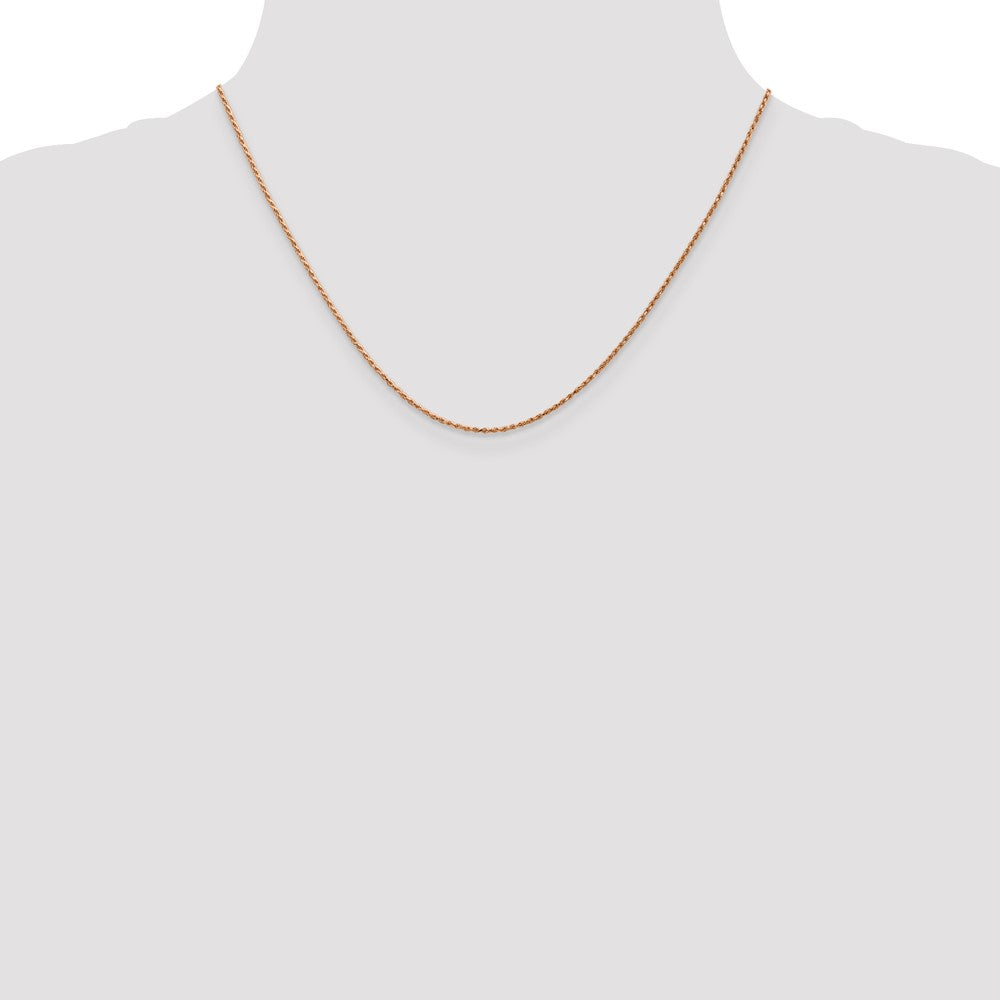 14k Rose Gold 1mm D/C Machine-made Rope Chain (2.36 grams)