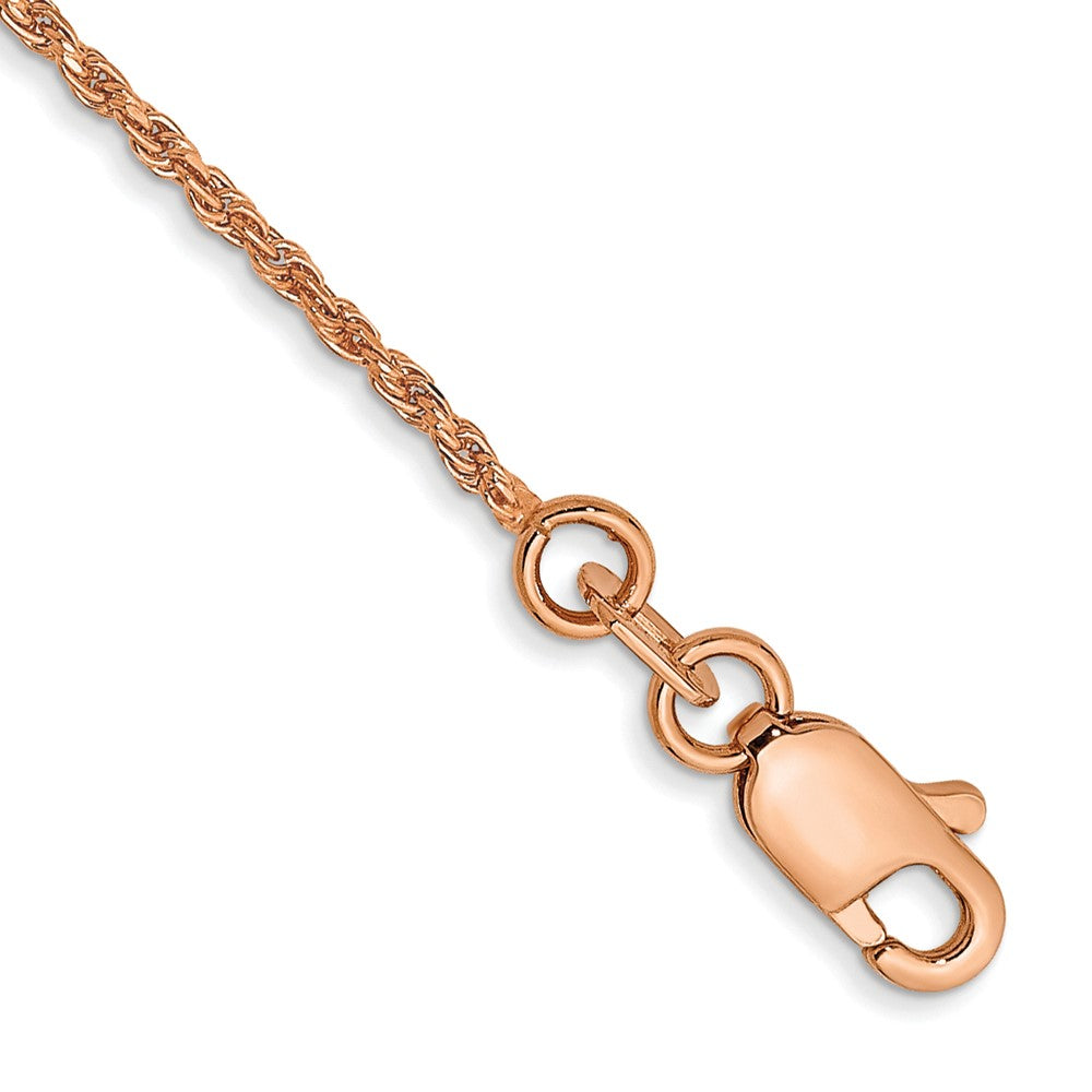 14k Rose Gold 1mm D/C Machine-made Rope Chain Bracelet (1.23 grams)